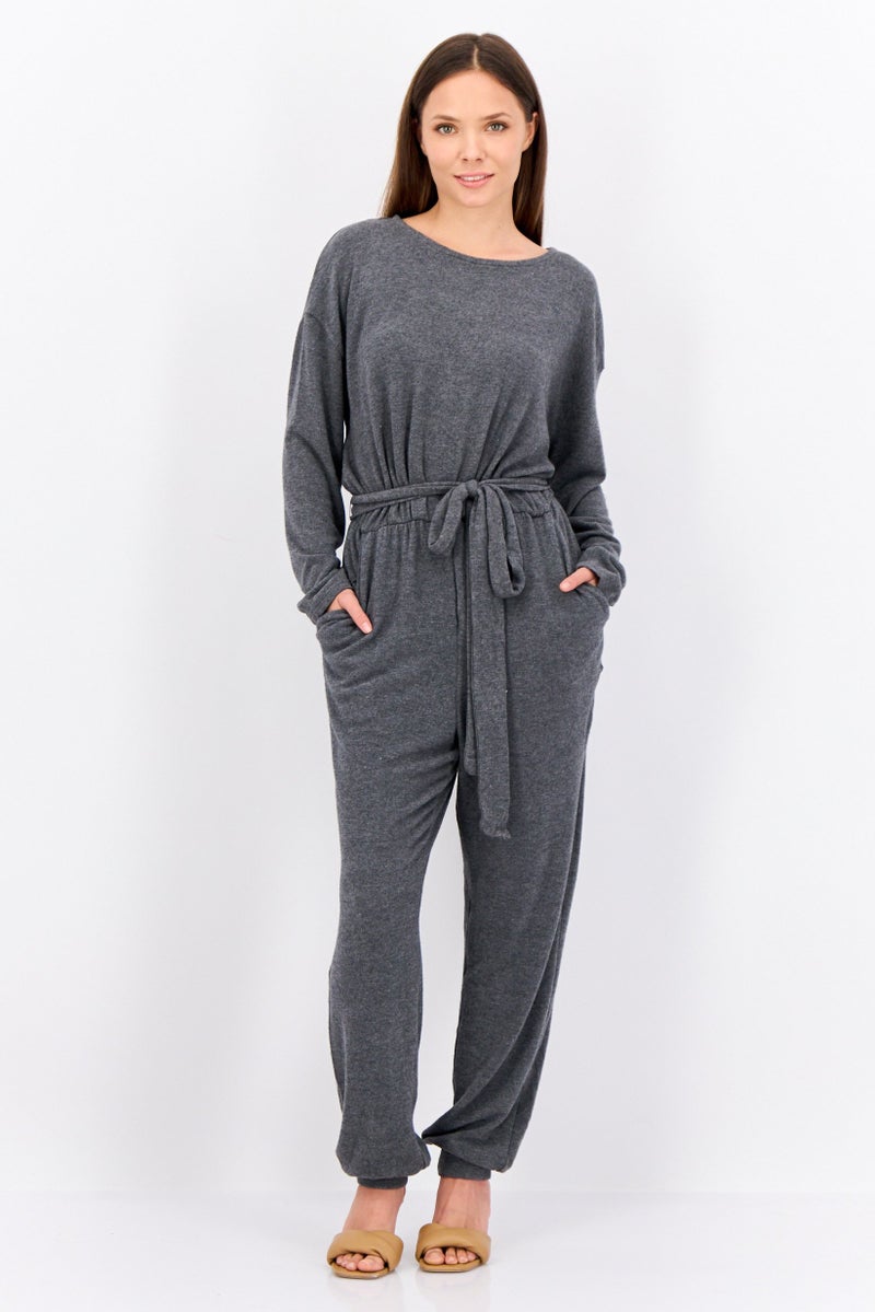 PHILOSOPHY Women Solid Long Sleeve Jumpsuit, Grey - Image 1