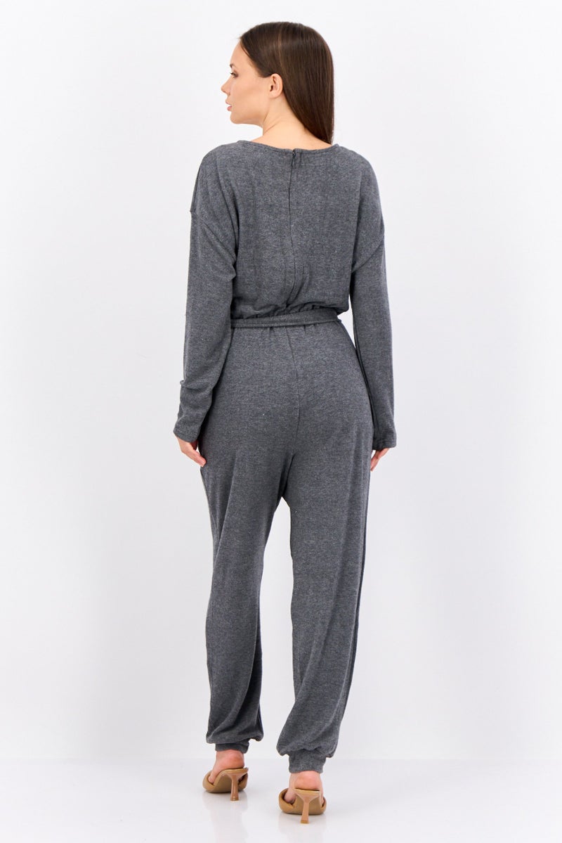 PHILOSOPHY Women Solid Long Sleeve Jumpsuit, Grey - Image 4