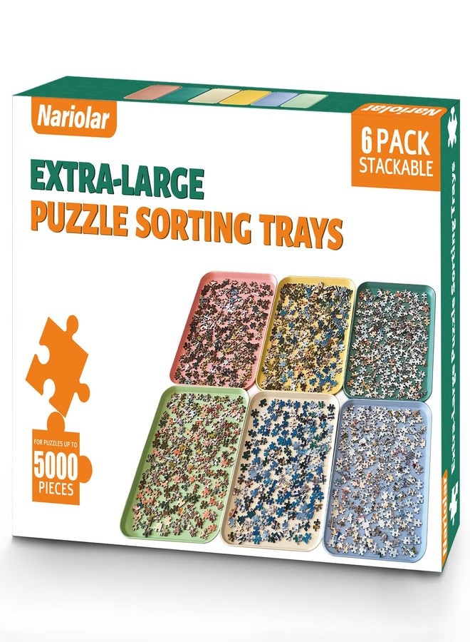 Nariolar 16.9" x 12" Extra-Large Puzzle Sorting Trays Stackable, 6 Pack Puzzle Sorter for Sorting 2000/3000/5000 Puzzle Pieces - Image 1