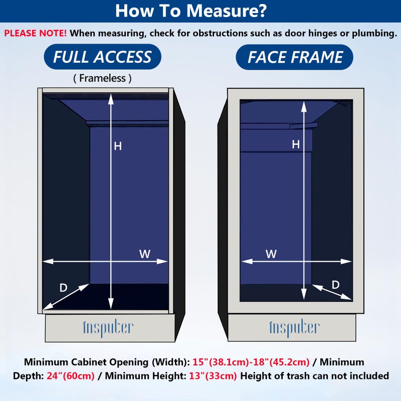 Insputer Dual Pull Out Trash Can Under Cabinet with Soft-Close Slides, Heavy Duty Under Sink Trash Can Kit for Kitchen Sink, Laundry, Garbage Can Not Included, Requires 17" W X 24" D Cabinets - Image 3