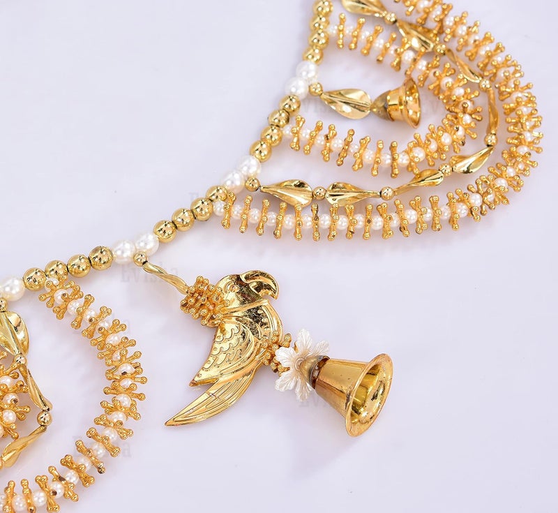 Evisha Golden Beads Wirh Parrot Door Hanging Toran Bandhanwar for Diwali Decoration Home Decor3 Ft - Image 3