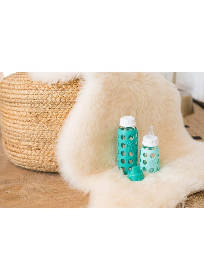 lifefactory Lifefactory 6 Bottle Starter Set (4) 4-Ounce Baby Bottle in Mint/Blanket (2) 9-Ounce Baby Bottle in Kale/Blueberry (2) Flat Caps (2) Sippy Caps (2) Stage 2 Nipples, Mint/Blanket/Kale/Blueberry/White  - Image 5
