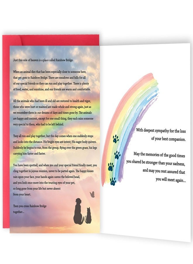 ICOOLYI Rainbow Bridge Pet Sympathy Card – Heartfelt Memorial Card for Dog, Cat, or Any Beloved Animal, Perfect for Pet Owners - Image 1