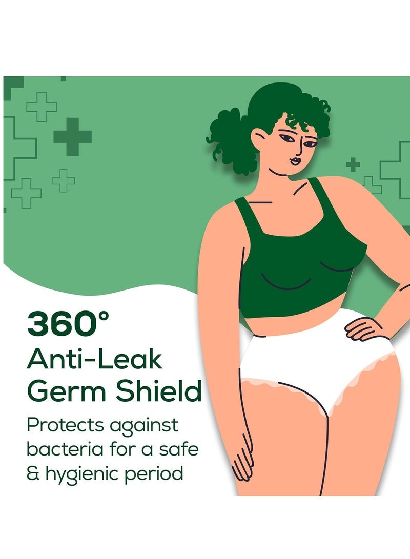 عشية أي وقت مضى ايفريف اللباس الداخلي المضاد للبكتيريا للفتيات والنساء ، (XL-XXL) ، 10 قطع ، تغطية ليلية 360 درجة ، خال من البكتيريا بنسبة 99.9٪ ، امتصاص عالي للتدفق الكثيف ، لباس داخلي بعد الولادة - Image 3