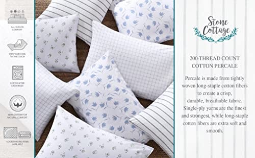 Stone Cottage - Full Sheets, Cotton Percale Bedding Set, Crisp & Cool Ideal Bedding Set (Blue Sketchy Ditsy, Full) - Image 4