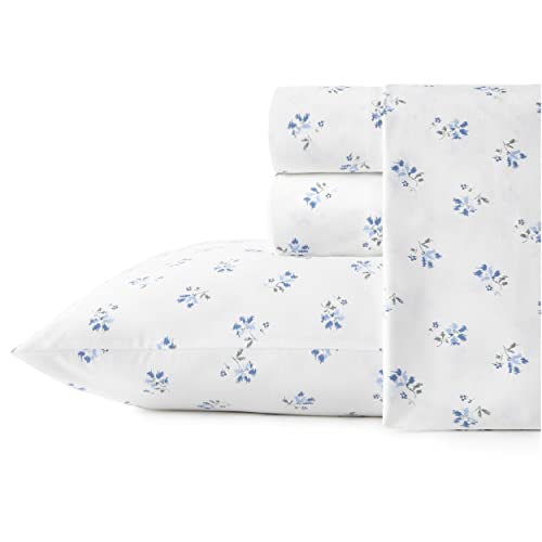 Stone Cottage - Full Sheets, Cotton Percale Bedding Set, Crisp & Cool Ideal Bedding Set (Blue Sketchy Ditsy, Full) - Image 1