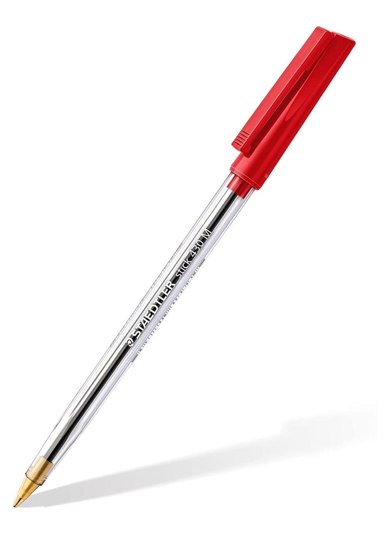 STAEDTLER STAEDTLER Medium 0.5mm 430 Stick Ballpoint Pens Writing Pen Smooth - Black, Blue & Red Ink - Pack Of 5  - Image 4