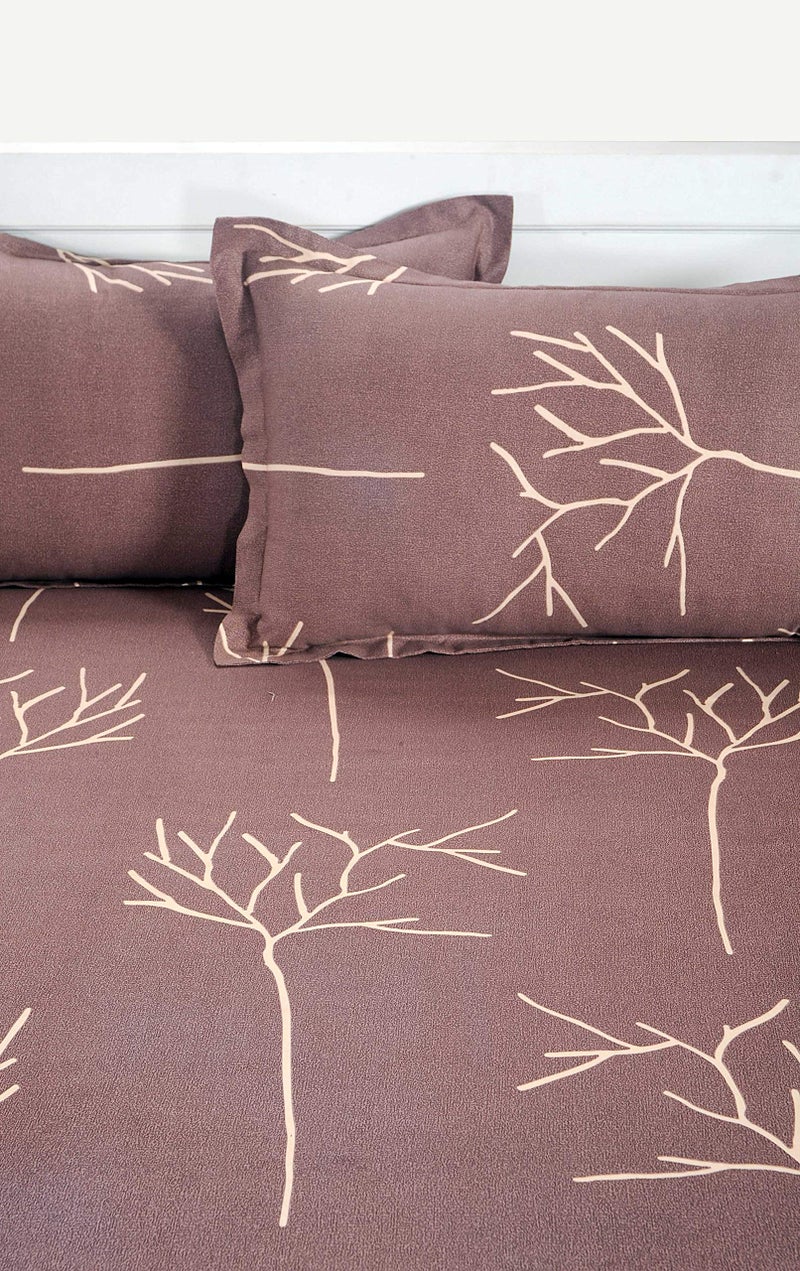 Swayam Pure Cotton King Bedsheet with 2 Pillow Covers | 210 TC Soft Breathable Bed Sheet | Abstract Printed | Size 108 x 108 inch | Comfortable & Durable for Bedroom - Brown - Image 4