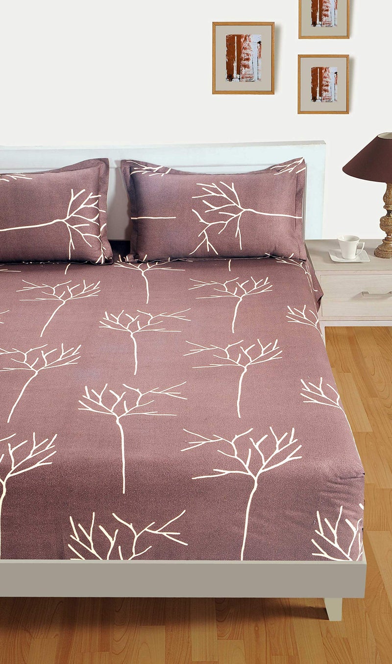 Swayam Pure Cotton King Bedsheet with 2 Pillow Covers | 210 TC Soft Breathable Bed Sheet | Abstract Printed | Size 108 x 108 inch | Comfortable & Durable for Bedroom - Brown - Image 3