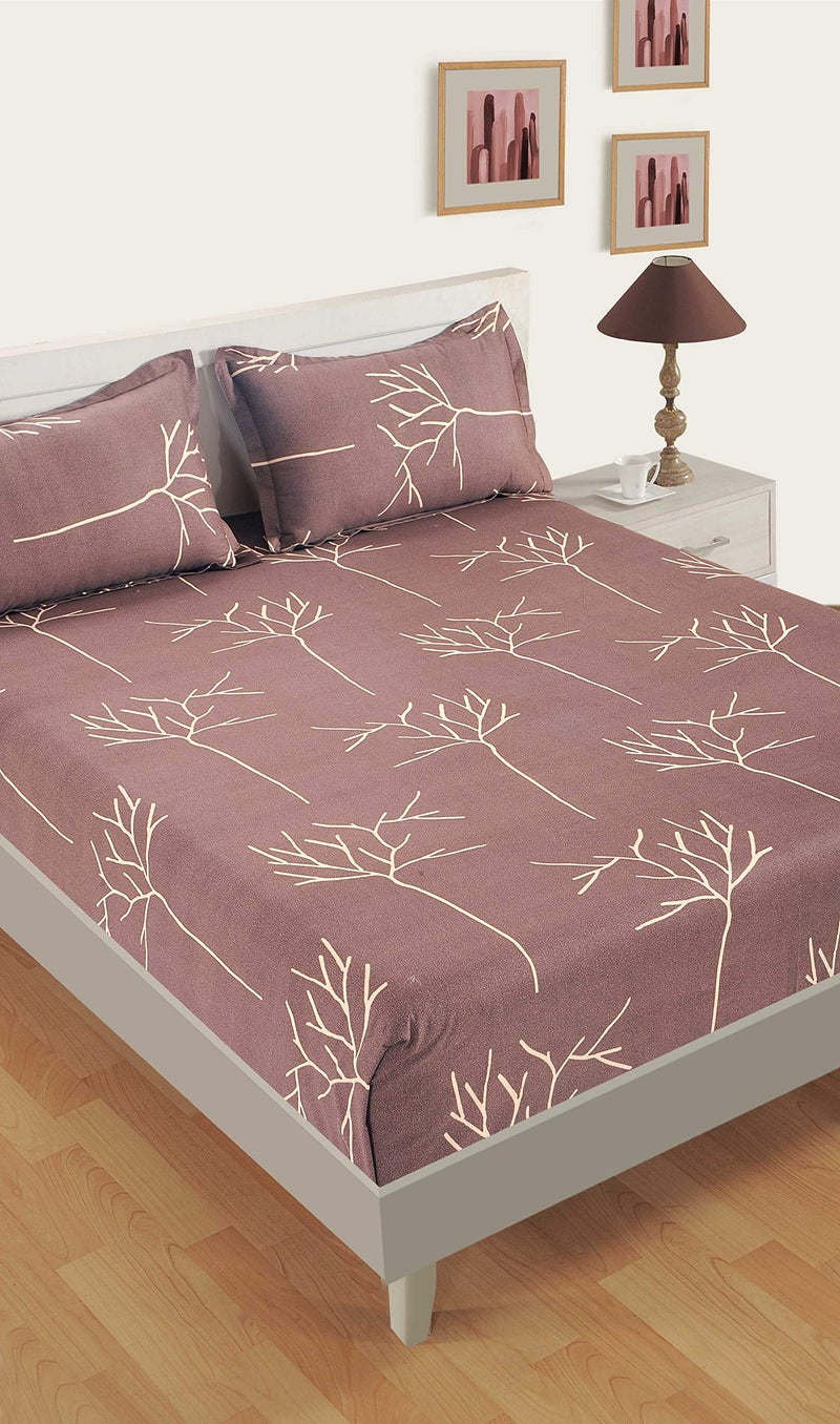 Swayam Pure Cotton King Bedsheet with 2 Pillow Covers | 210 TC Soft Breathable Bed Sheet | Abstract Printed | Size 108 x 108 inch | Comfortable & Durable for Bedroom - Brown - Image 2