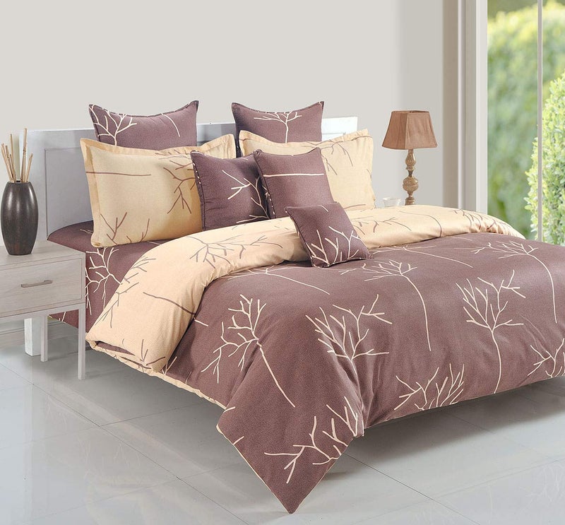 Swayam Pure Cotton King Bedsheet with 2 Pillow Covers | 210 TC Soft Breathable Bed Sheet | Abstract Printed | Size 108 x 108 inch | Comfortable & Durable for Bedroom - Brown - Image 1