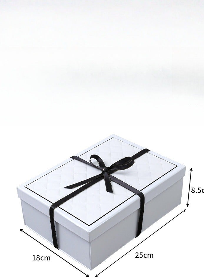 Generic White Gift Box With Lid,Large Hard Cardboard Box With Ribbon For New Year Wedding Eid Birthday Present Packing  - Image 3