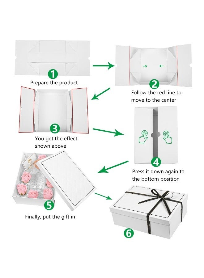 Generic White Gift Box With Lid,Large Hard Cardboard Box With Ribbon For New Year Wedding Eid Birthday Present Packing  - Image 5