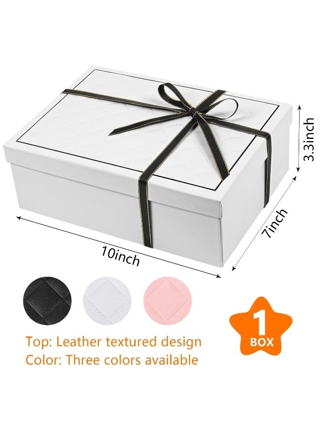 صندوق هدايا أبيض مع غطاء، صندوق كبير من الورق المقوى الصلب مع شريط لتعبئة هدايا رأس السنة وحفلات الزفاف والعيد وأعياد الميلاد - Image 4