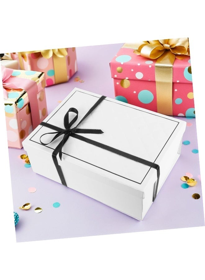 صندوق هدايا أبيض مع غطاء، صندوق كبير من الورق المقوى الصلب مع شريط لتعبئة هدايا رأس السنة وحفلات الزفاف والعيد وأعياد الميلاد - Image 5