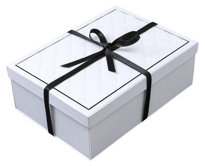 White Gift Box With Lid,Large Hard Cardboard Box With Ribbon For New Year Wedding Eid Birthday Present Packing - Image 1