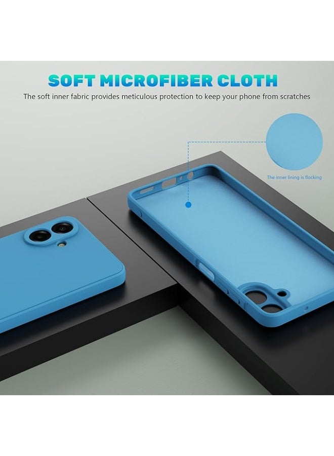 Case for Samsung Galaxy A07 4G Case with 2 Pack Tempered Glass Screen Protector, Liquid Silicone Shockproof Anti-Scratch Soft TPU Thin Phone Cover - Blue - Image 3