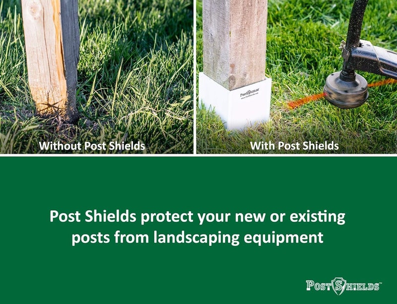 Post Shields Store 4x4 Post Protector - Fits Standard 3.5"x3.5" Wood or Metal Posts - 6in High - Easy Install, No Tools - Protects Mailbox, Deck and Fence Posts from Lawn Maintenance Equipment Damage - Image 4