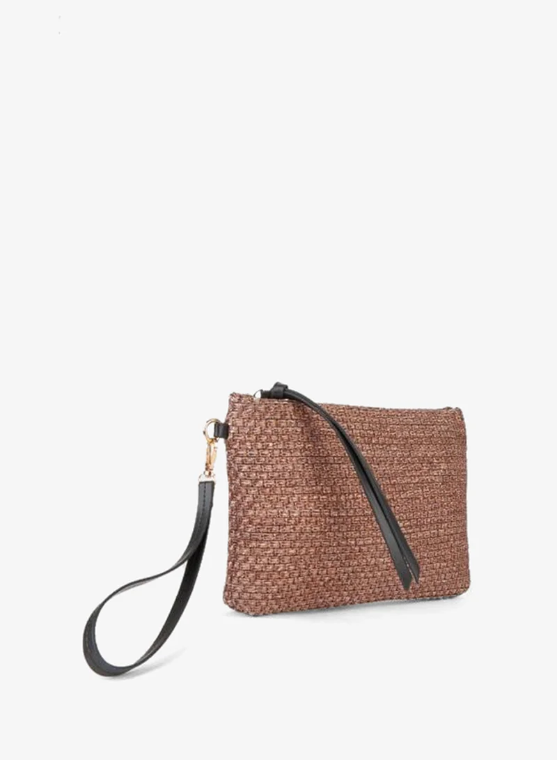 Vivaq  Women's Bellus Wicker Light Coffee Lined Synthetic Leather Wrist Strap Portfolio Hand and Clutch Bag. for Women | Best Price UAE