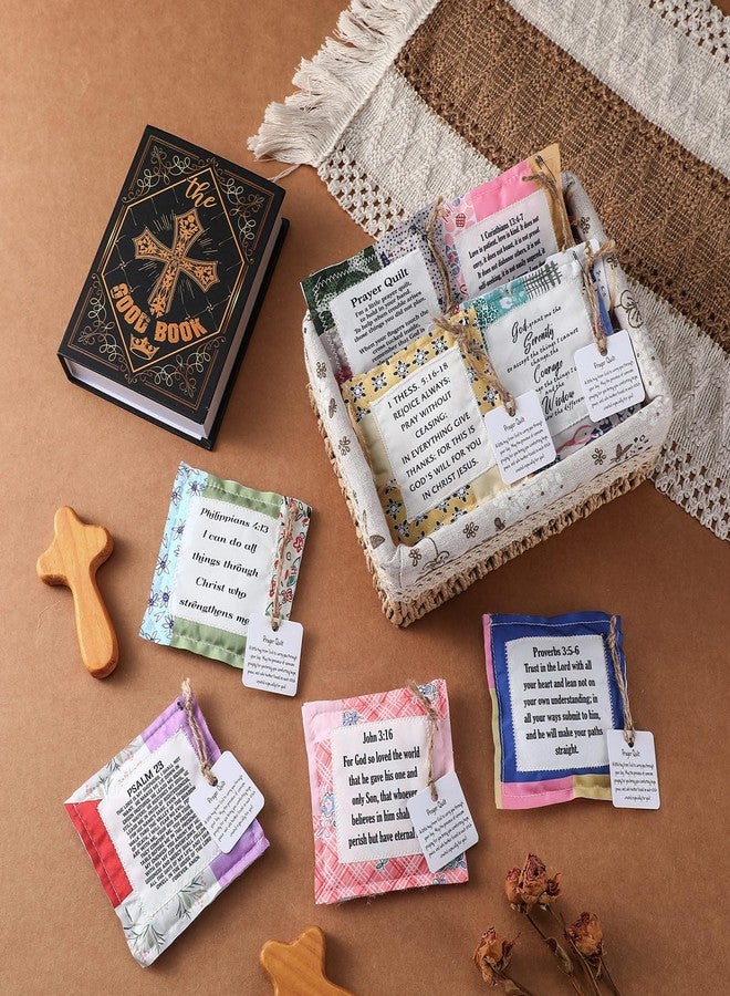 FuWeave 8 Pack Prayer Quilt with Cross Inside Pocket Mini Scripture Prayer Squares Quilt Christmas Christian Gifts for Women Friend Family Clergy Pastor Encouragement Gift - Image 4