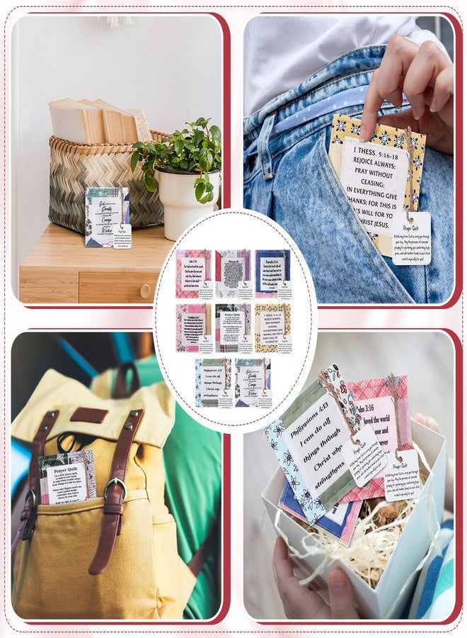 FuWeave 8 Pack Prayer Quilt with Cross Inside Pocket Mini Scripture Prayer Squares Quilt Christmas Christian Gifts for Women Friend Family Clergy Pastor Encouragement Gift - Image 5