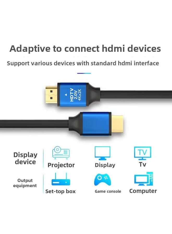 2.0 HD Hdmi Line 4K Data Cable Cable Computer TV Set-top Box Projector Monitor Video Cable-Color:Blue Head Black Line-Line Length:2 M 19+1 - Image 4