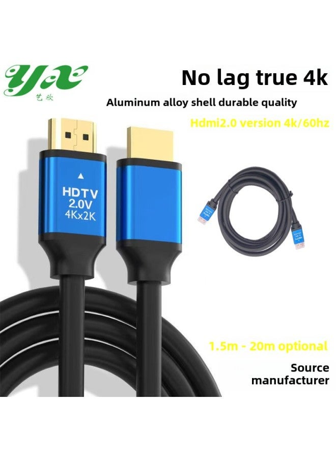 2.0 HD Hdmi Line 4K Data Cable Cable Computer TV Set-top Box Projector Monitor Video Cable-Color:Blue Head Black Line-Line Length:2 M 19+1 - Image 1