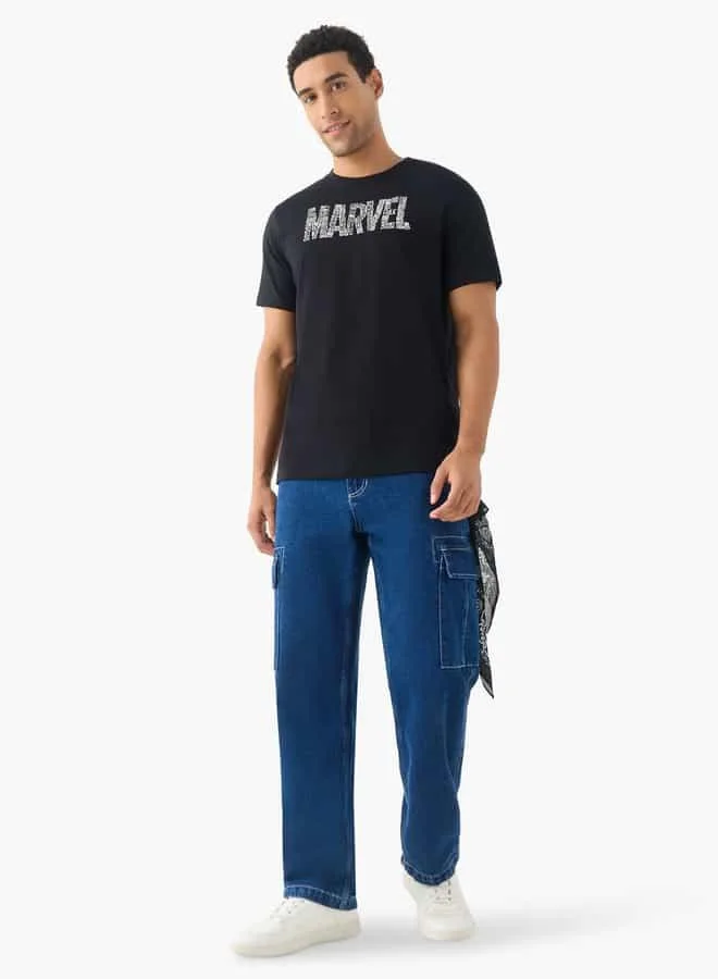 اس بي كاركترز Avengers Print Crew Neck T-shirt with Short Sleeves