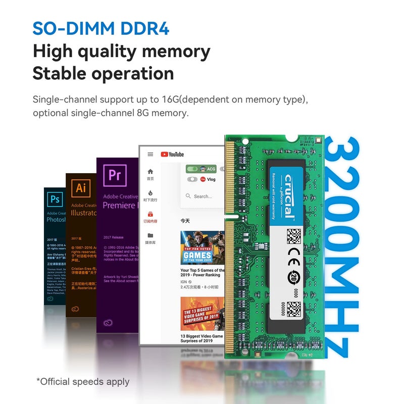 Beelink Mini PC S12, Intel 12th N95(Up to 3.4GHz) Mini Desktop Computer, 8GB DDR4 256GB M.2 SSD Micro PC Support 4K@60HZ Dual HDMI Display/WiFi 5/BT4.2/USB3.2/1000Mbps LAN/WOL for Home/Office - Image 3