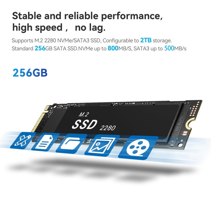 Beelink Mini PC S12, Intel 12th N95(Up to 3.4GHz) Mini Desktop Computer, 8GB DDR4 256GB M.2 SSD Micro PC Support 4K@60HZ Dual HDMI Display/WiFi 5/BT4.2/USB3.2/1000Mbps LAN/WOL for Home/Office - Image 4