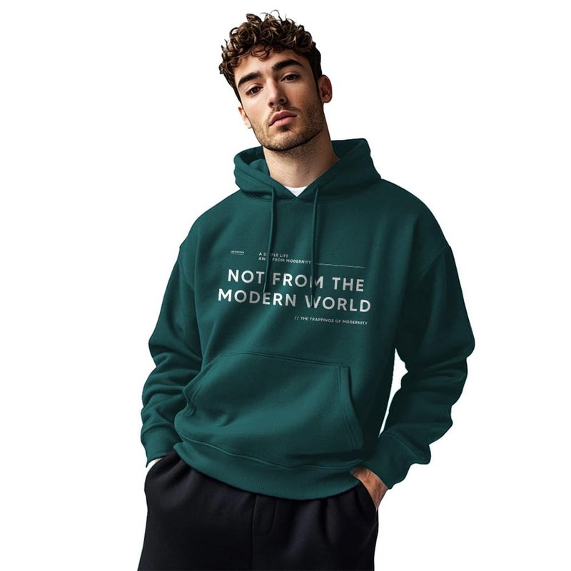 Nobero Men's Hooded Sweatshirt in Dark Green - Image 1
