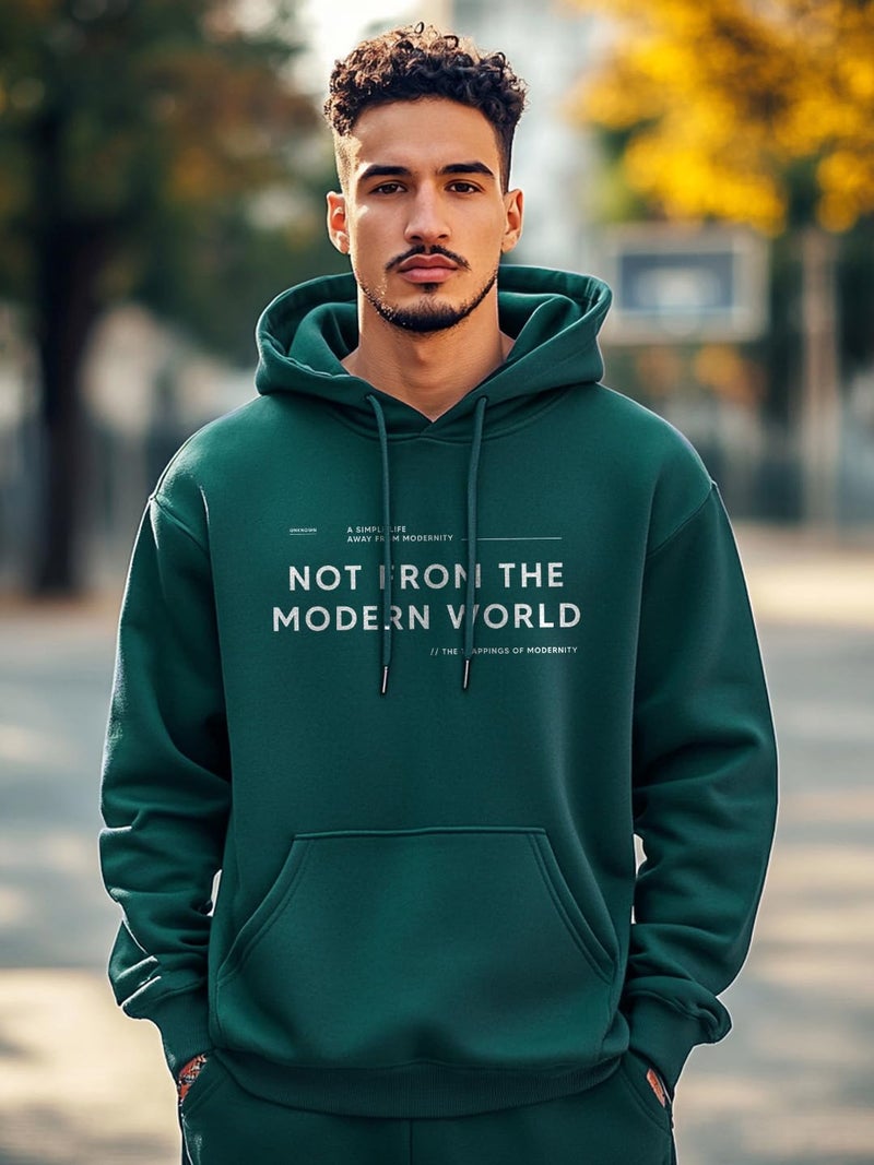 Nobero Men's Hooded Sweatshirt in Dark Green - Image 2