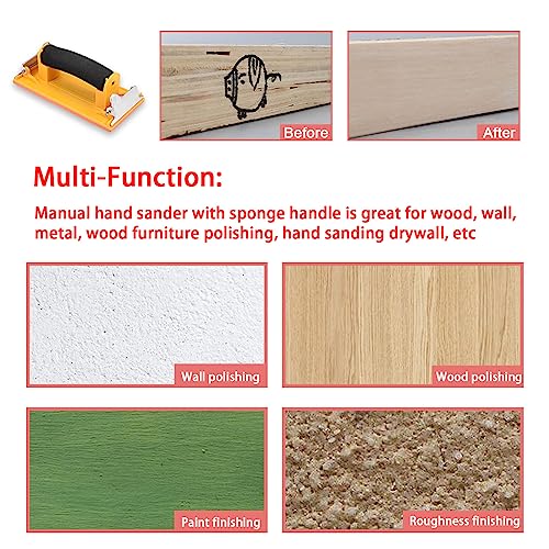 Hubaow Hand Sander, Sandpaper Holder with Sponge Handle, 7 x 3.5 inch Manual Hand Sanding Block for Drywall Wood Metal Furniture Polishing, 1 Pack - Image 5