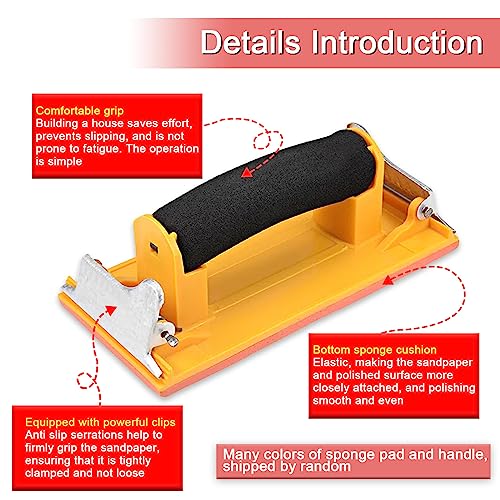Hubaow Hand Sander, Sandpaper Holder with Sponge Handle, 7 x 3.5 inch Manual Hand Sanding Block for Drywall Wood Metal Furniture Polishing, 1 Pack - Image 3