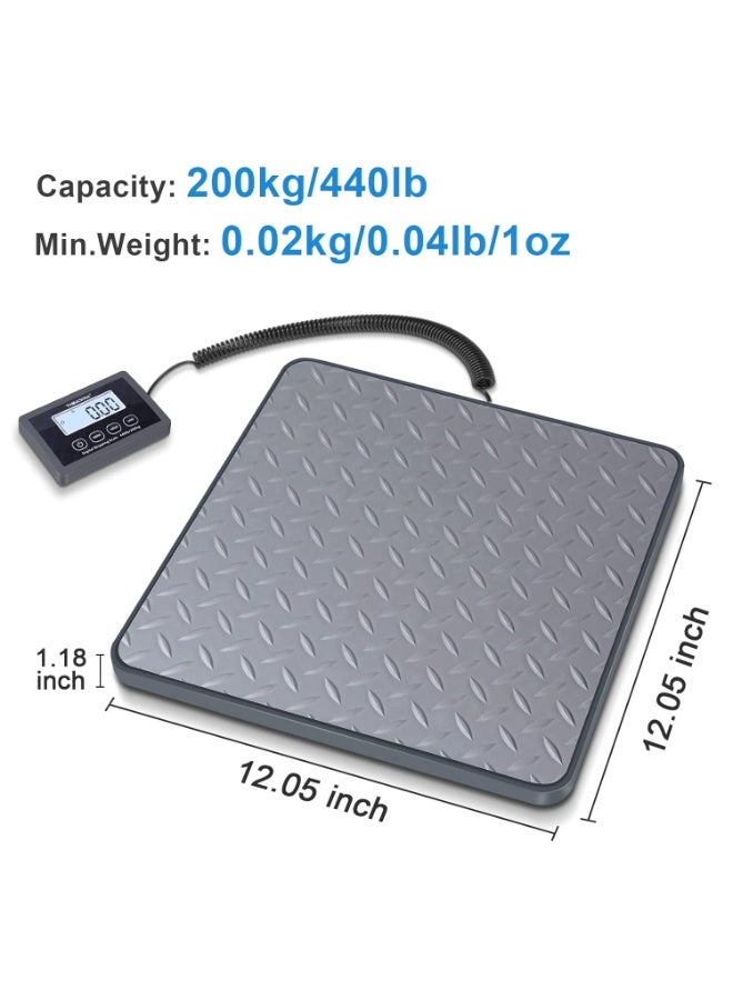 Shipping Scale, 440 lbs/1 oz Highly Accurate Postal Scale with Hold/Tare/LCD Display, Lightweight Digital Postage Scale for Packages/Luggage/Post Office/Dog, Battery & AC Adapter Included - Image 4