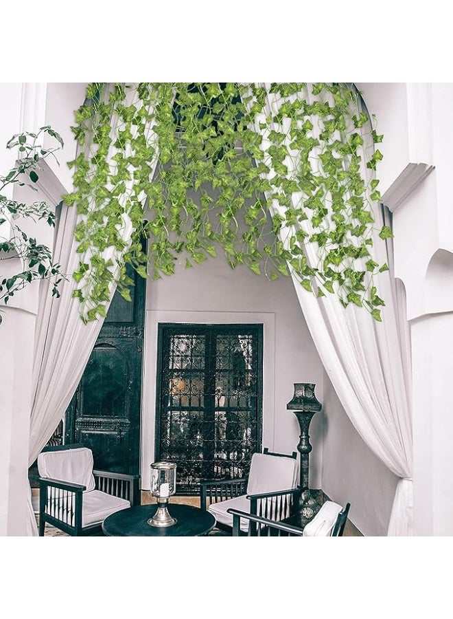 MAGIIN 6.5FT Artificial Plants with 20 LED Fairy Lights, Fake Ivy Garland Vines Green Leaves Plants for Halloween Xmas Trees Garden Office Wedding Party Wall Lighting Hanging Decoration - Image 2