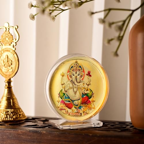 DHRUVS COLLECTION Gold Plated Shiv Parivar Idol Acrylic Diamond Cut Photo Frame Stand for Home Decor, Car Dashboard, Office Table, Pooja, Temple, Workplace, Housewarming Gift (10.5 x 8 Centimeters) - Image 3