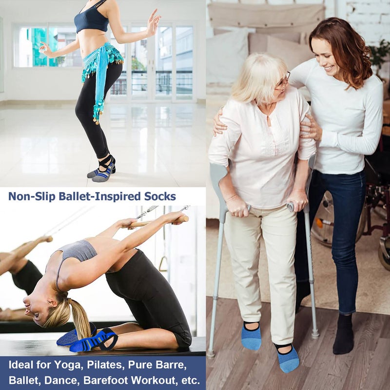 Ozaiic Pilates Socks for Women Non Slip Grip, Yoga Socks with Grippers for Barre, Hospital, Ballet, Dance, Barefoot Workout - Image 3