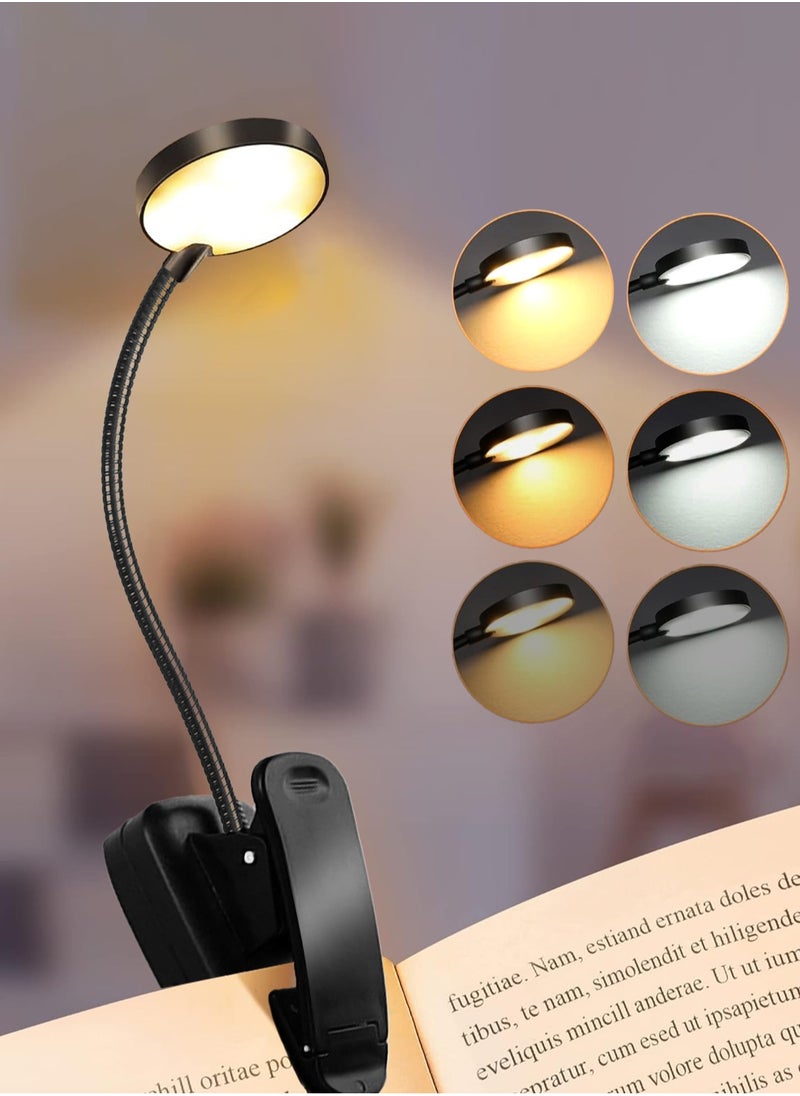 LOOPITYS - Book Light,LOOPITYS Reading Book Clip Light, 6 Modes, LED Clip Reading Light, Eye-Care USB Rechargeable Reading Lamp for Kids, Flexible Clip-on Book Light for Reading in Bed，desk lamp - Image 1