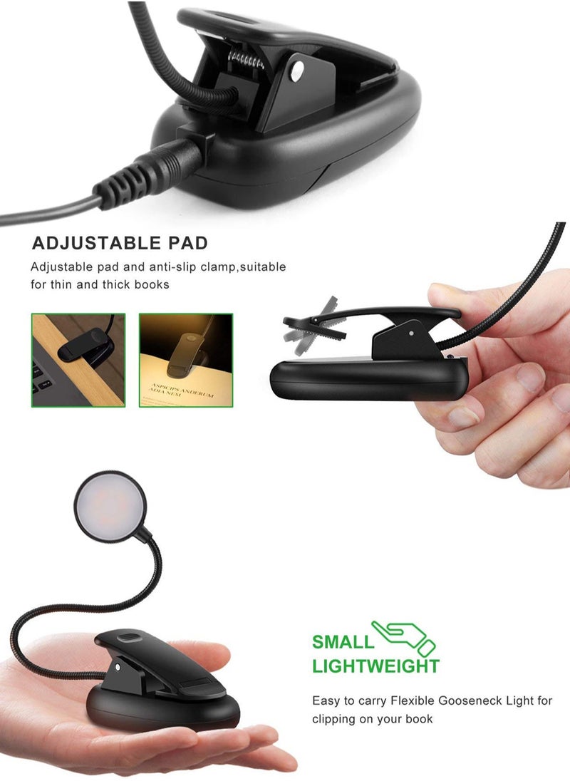 LOOPITYS - Book Light,LOOPITYS Reading Book Clip Light, 6 Modes, LED Clip Reading Light, Eye-Care USB Rechargeable Reading Lamp for Kids, Flexible Clip-on Book Light for Reading in Bed，desk lamp - Image 1