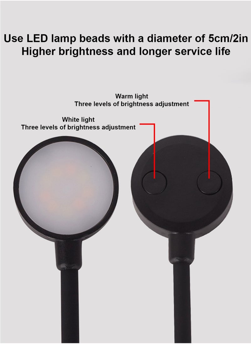 LOOPITYS - Book Light,LOOPITYS Reading Book Clip Light, 6 Modes, LED Clip Reading Light, Eye-Care USB Rechargeable Reading Lamp for Kids, Flexible Clip-on Book Light for Reading in Bed，desk lamp - Image 1
