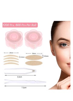 KASTWAVE Eyelid Tape, Invisible Double Eyelid Lift Strips Instant Eyelid Stickers, Self-Adhesive Eye Tapes Fiber for Hooded Droopy Uneven Mono-eyelids, Big Eye Tools with Fork Rods & Tweezers 1200 Pcs  - Image 2