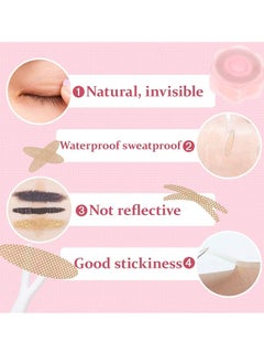 KASTWAVE Eyelid Tape, Invisible Double Eyelid Lift Strips Instant Eyelid Stickers, Self-Adhesive Eye Tapes Fiber for Hooded Droopy Uneven Mono-eyelids, Big Eye Tools with Fork Rods & Tweezers 1200 Pcs  - Image 3