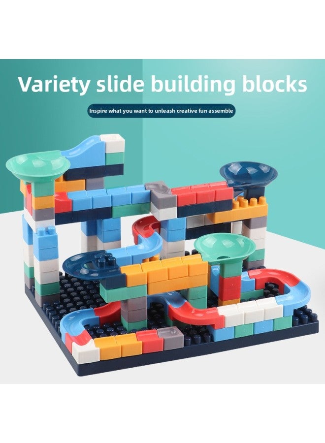 Children's Multifunctional Assembled Building Blocks Table Mini Slide Ball Building Blocks Paradise Large Particle Building Blocks Assembled Toys-Color:132 Particles Slide + Building Block Table "color Box]-Specifications:38*10*28  - Image 3