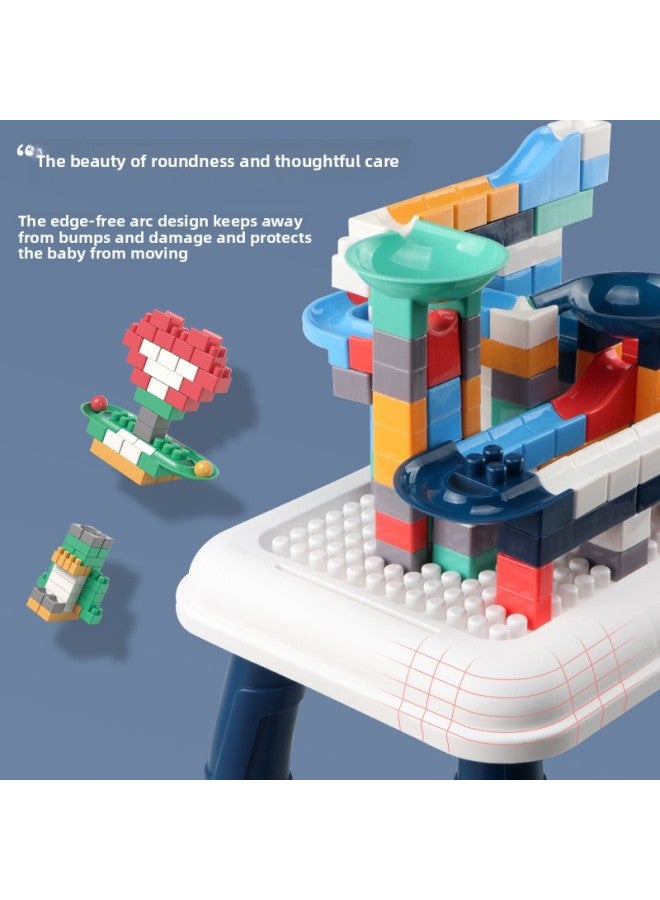 Children's Multifunctional Assembled Building Blocks Table Mini Slide Ball Building Blocks Paradise Large Particle Building Blocks Assembled Toys-Color:132 Particles Slide + Building Block Table "color Box]-Specifications:38*10*28  - Image 5