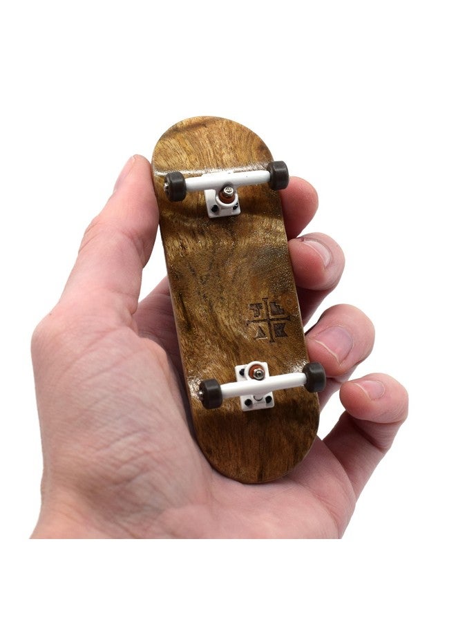 Teak Tuning 32mm Pro Fingerboard Complete - Fully Assembled with Pro Level Components - Pro Shaped Wooden Deck (32x97mm), UltraSpin Bearing Wheels, Prodigy Gen2 Trucks - Toasted Smores - Image 1