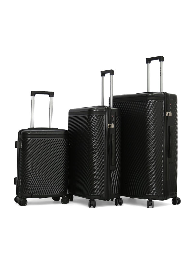 Sonada Hardshell Luggage Trolley Bag 3 pcs Set,Black - Image 1