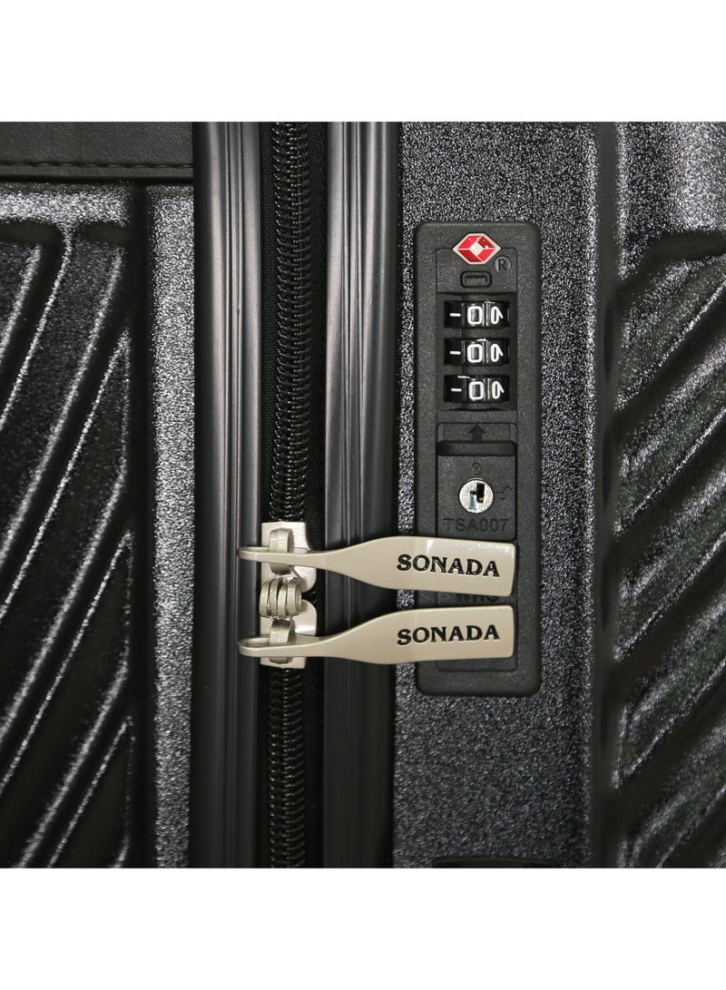 Sonada Hardshell Luggage Trolley Bag 3 pcs Set,Black - Image 5