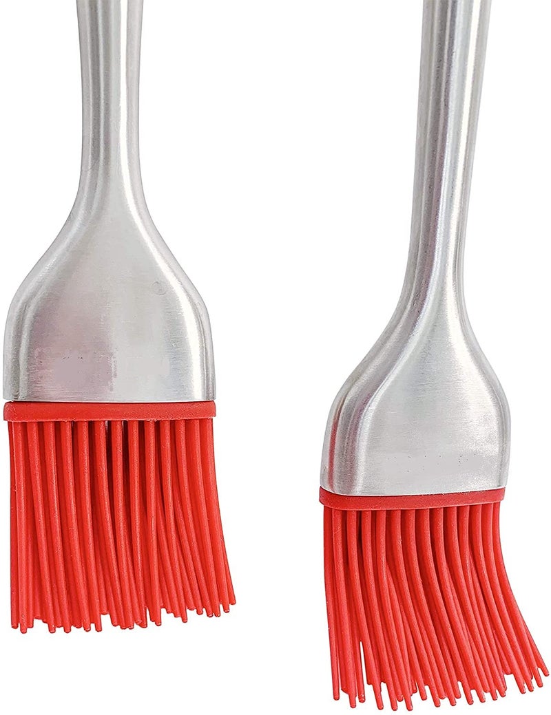 Baskety Basting Brush Stainless Steel Pastry Brush with Backup Silicone Head Flexible Kitchen Brush 12 + 9 Inch (Red, Pack of 2) - Image 4
