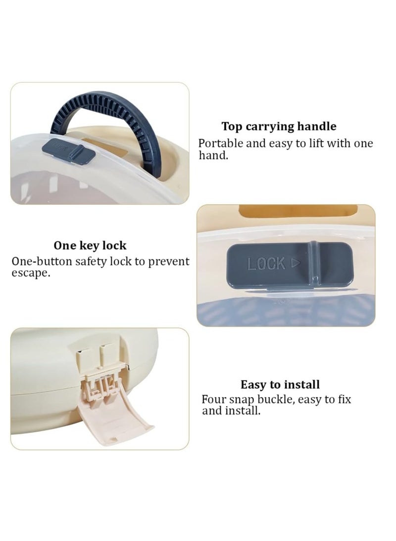 NNC PETS Pet travel carrier with Portable, and Transparent design, Pet carrier for small to medium cats, Safety lock, Handle, and Idea for Outdoor use, Easy to clean and Ventilation holes, 42 cm (Beige) - Image 3